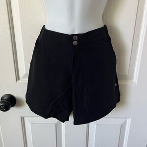 Women's Black Athletic Shorts with Double-Button Waist